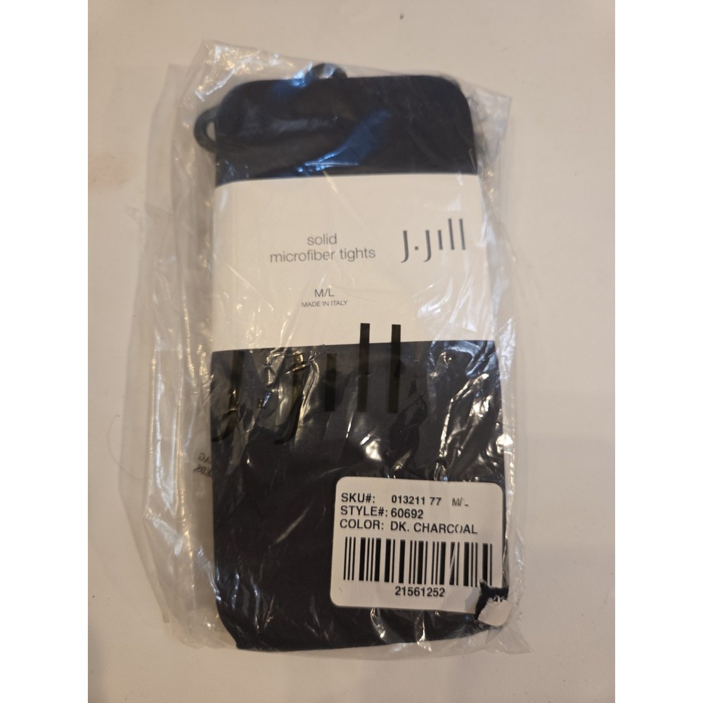 J Jill Solid Microfiber Tights Dark Charcoal M/L Nylon Spandex NEW